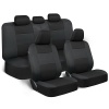 BDK PolyPro Car Seat Covers Full Set in Black on Charcoal – Front and Rear Split Bench Car Seat Cover, Fits Most Auto Truck Van SUV, Automotive Interior Covers