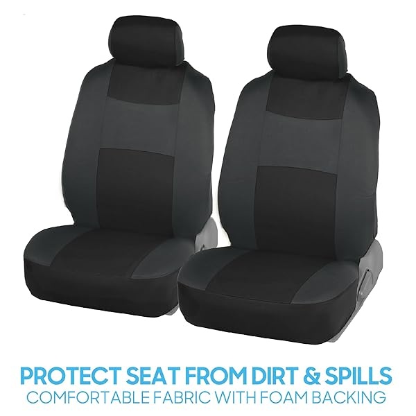 BDK PolyPro Car Seat Covers Full Set in Black on Charcoal – Front and Rear Split Bench Car Seat Cover, Fits Most Auto Truck Van SUV, Automotive Interior Covers - Image 4