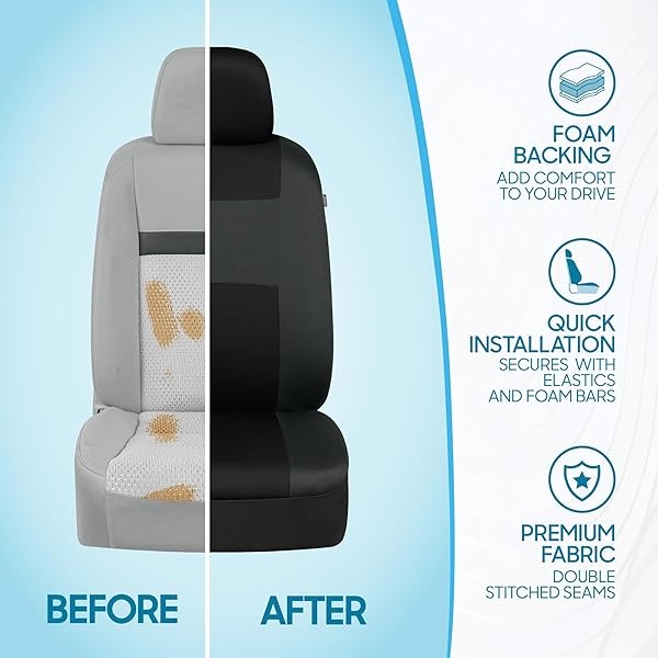 BDK PolyPro Car Seat Covers Full Set in Black on Charcoal – Front and Rear Split Bench Car Seat Cover, Fits Most Auto Truck Van SUV, Automotive Interior Covers - Image 7