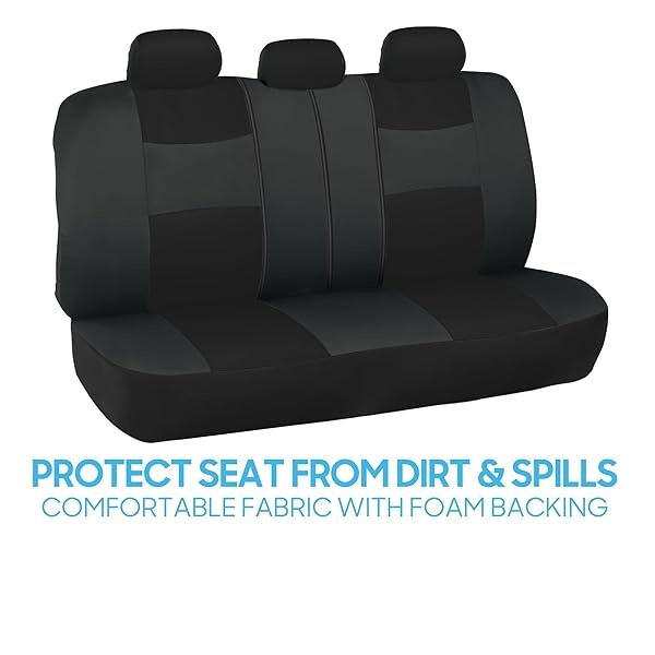 BDK PolyPro Car Seat Covers Full Set in Black on Charcoal – Front and Rear Split Bench Car Seat Cover, Fits Most Auto Truck Van SUV, Automotive Interior Covers - Image 8