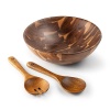 BF BILL.F SINCE 1983 Ensaladera de madera de acacia de 12 pulgadas, juego de cuencos grandes para ensalada de frutas con servidores, juego de 3 cuencos grandes