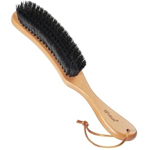 BFWood - cepillo para polvo de cerdas de jabalí, cepillo para polvo de pelusa para trajes, cachemira, lana, terciopelo, gamuza y pelo de mascotas, mango grande de haya