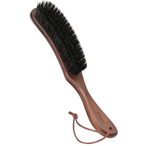 BFWood - cepillo para polvo de cerdas de jabalí para trajes, cachemira, lana, terciopelo, gamuza y pelo de mascotas, mango grande de madera de nogal negro