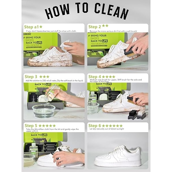 BIMZUC - Kit de limpiador de zapatos, kit de limpiador de zapatillas de 8.5 onzas con toalla de cepillos de zapatos, kit de limpiador de zapatillas blancas, limpiador de zapatos para zapatos blancos, - Image 7