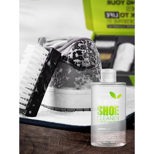 BIMZUC - Kit de limpiador de zapatos, kit de limpiador de zapatillas de 8.5 onzas con toalla de cepillos de zapatos, kit de limpiador de zapatillas blancas, limpiador de zapatos para zapatos blancos, - Image 8