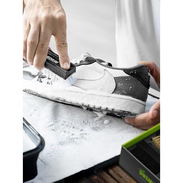 BIMZUC - Kit de limpiador de zapatos, kit de limpiador de zapatillas de 8.5 onzas con toalla de cepillos de zapatos, kit de limpiador de zapatillas blancas, limpiador de zapatos para zapatos blancos, - Image 9