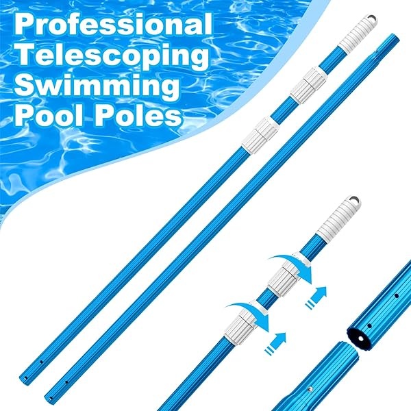 BLIKA Poste telescópico de aluminio azul de 16.5 pies, 1.30 mm de grosor, poste de piscina telescópico, postes de piscina para limpieza - Image 5