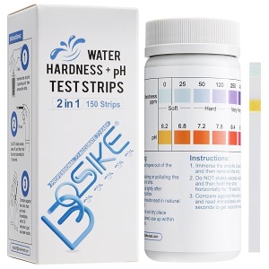BOSIKE Tiras de prueba de dureza del agua, 150 tiras de prueba de pH para piscina de agua, spa, bañera de hidromasaje, tanque de peces, dureza total precisa y tiras de prueba alcalinas universales de pH ácido