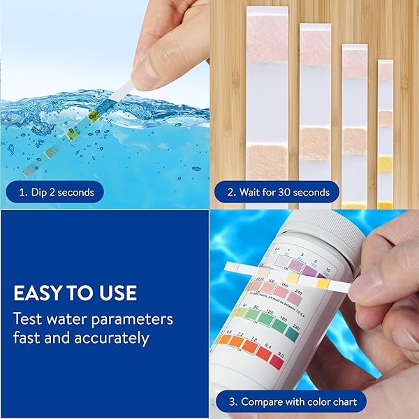 BOSIKE - Tiras de prueba para tina de hidromasaje 5 en 1, 125 unidades, kit de prueba de agua para piscina y spa, para ácido cianúrico, alcalinidad, pH, bromo y cloro última intervensión - Image 3