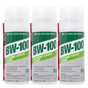 BW-100 Limpiador de contacto electrónico no inflamable en aerosol – Limpia de forma segura joycons, ordenadores, PCB y más – Elimina el polvo, la suciedad y los contaminantes en contacto – Secado rápido | 114 g | Paquete de 3