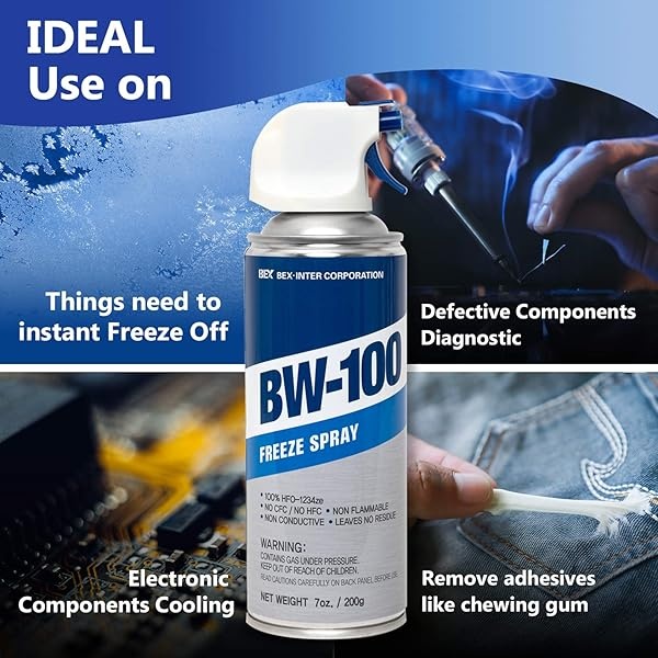 BW-100 Spray de congelación - Spray frío de diagnóstico no inflamable - Para electrónica, componentes, PCB y más | 7 oz/200 g | Paquete de 1 - Image 5