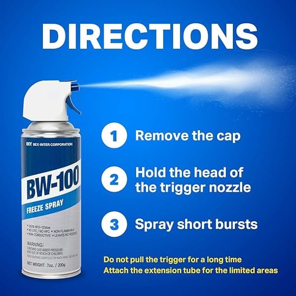 BW-100 Spray de congelación - Spray frío de diagnóstico no inflamable - Para electrónica, componentes, PCB y más | 7 oz/200 g | Paquete de 1 - Image 7