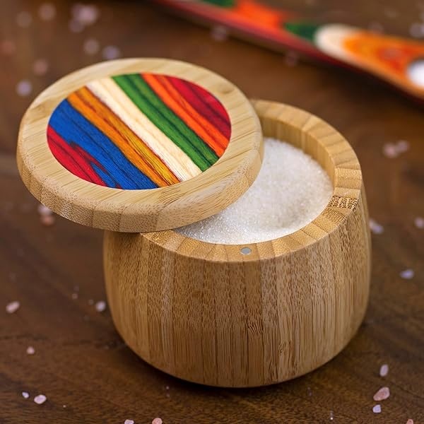 Baltique Marrakesh Collection - Salero y caja de almacenamiento, bambú y madera de abedul de colores, capacidad de 8 onzas - Image 3