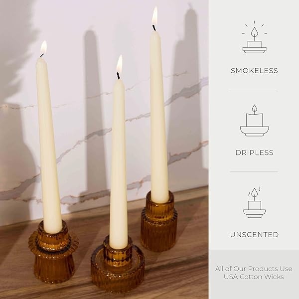 Bask - Velas cónicas de 10 pulgadas, sin perfume y sin goteo, quema durante 8 horas, decoración del hogar para mesa, cocina y recámara, perfectas para una cita romántica o aniversario, paquete de 30 - Image 3