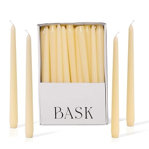 Bask - Velas cónicas de 10 pulgadas, sin perfume y sin goteo, quema durante 8 horas, decoración del hogar para mesa, cocina y recámara, perfectas para una cita romántica o aniversario, paquete de 30