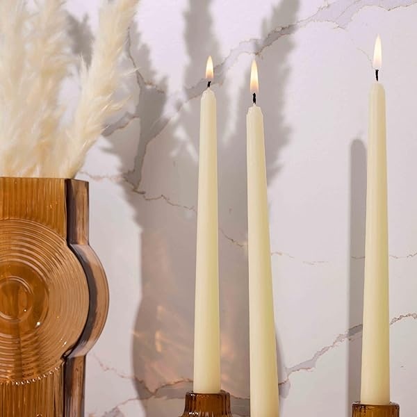 Bask - Velas cónicas de 10 pulgadas, sin perfume y sin goteo, quema durante 8 horas, decoración del hogar para mesa, cocina y recámara, perfectas para una cita romántica o aniversario, paquete de 30 - Image 7