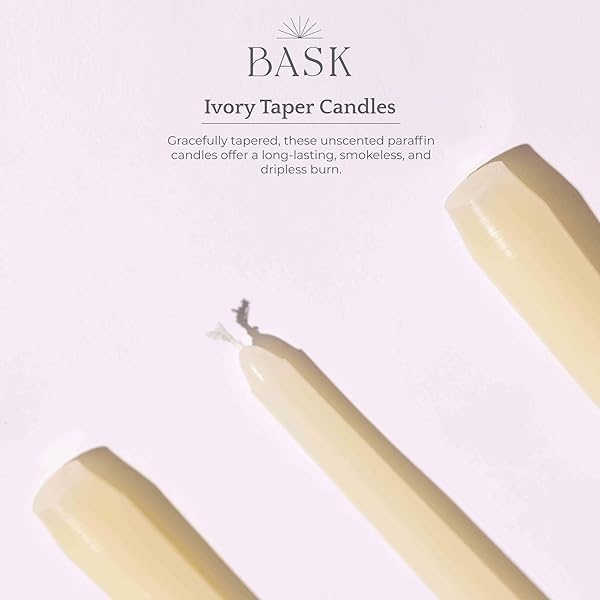Bask - Velas cónicas de 10 pulgadas, sin perfume y sin goteo, quema durante 8 horas, decoración del hogar para mesa, cocina y recámara, perfectas para una cita romántica o aniversario, paquete de 30 - Image 8