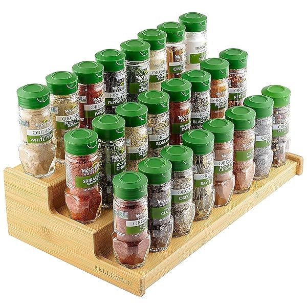 Bellemain Bamboo 3-Tier Spice Rack Countertop Organizer Cabinet Shelf Space Saver