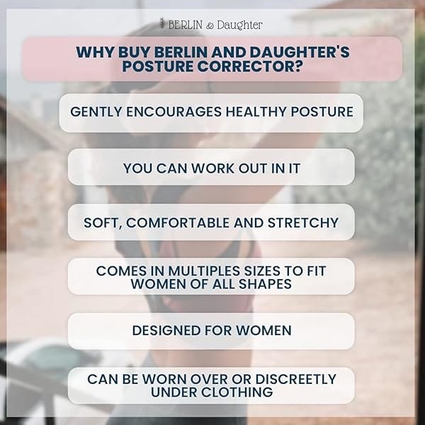 Berlin & Daughter – Corrector de postura, transpirable, soporte de espalda para clavícula, que mejora la postura y el dolor de espalda, perfecto para mujeres y niñas, Large - Image 9