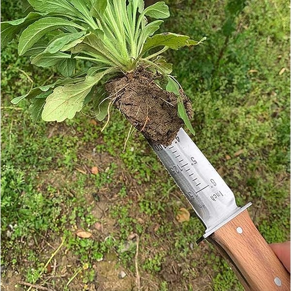 Berry&Bird Hori Hori - Cuchillo de jardín con hoja dentada de acero inoxidable de 7 pulgadas, herramienta de jardinería japonesa con funda de piel y piedra de afilar para desmalezar, excavar, cortar y plantar - Image 9