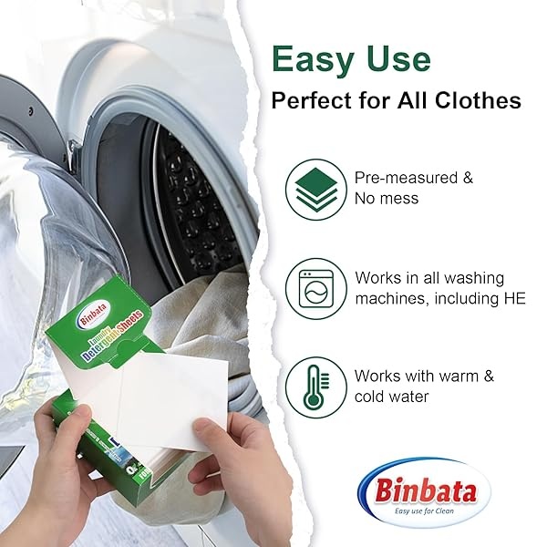 Binbata Hojas de detergente para lavandería, 64 piezas (128 cargas), hipoalergénicas, ecológicas, con aroma a bosque, sin plástico biodegradable, sin líquido, detergente adecuado para pieles sensibles - Image 4