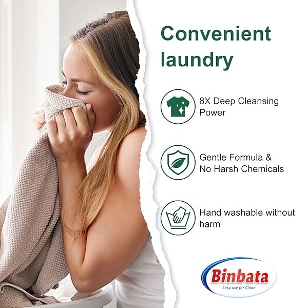Binbata Hojas de detergente para lavandería, 64 piezas (128 cargas), hipoalergénicas, ecológicas, con aroma a bosque, sin plástico biodegradable, sin líquido, detergente adecuado para pieles sensibles - Image 7