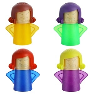 Bivisen Angry Mama Microondas, Angry Mom Steam Limpia con vinagre y agua para el hogar/oficina/cocinas, paquete de 4