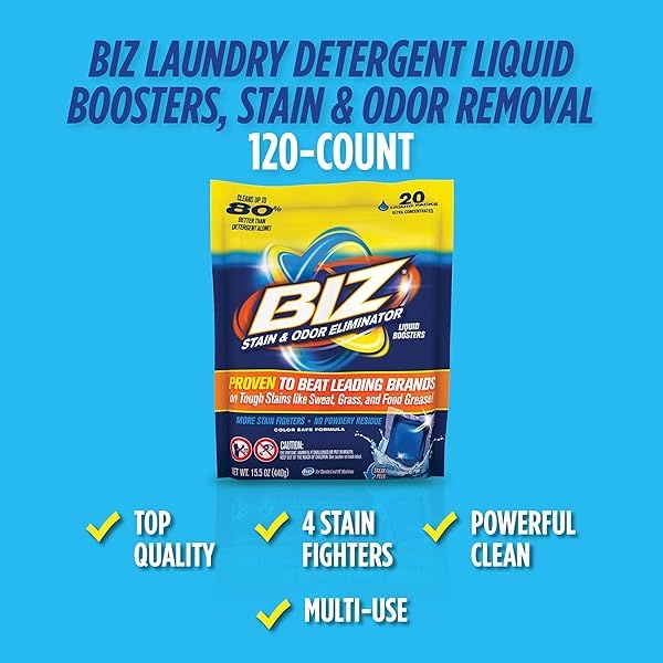 Biz detergente líquido para lavandería, eliminador de manchas y olores, 20 unidades - Image 3