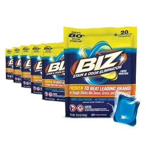 Biz detergente líquido para lavandería, eliminador de manchas y olores, 20 unidades
