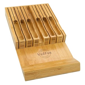 Bloque de cuchillos en el cajón, inserto organizador de cajones de cuchillos, soporte para cuchillos de cocina para 12 cuchillos, además de una ranura para tu afilador de cuchillos (sin cuchillos)