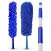 Blue Extension Rod Ceiling Duster with 5.5m - 6.1m Reach 3-Stage Aluminium Telescoping Pole - Cathedral, Cobweb, Microfiber, Ceilings Fan Duster Includes 2 Hand Dusting Kit