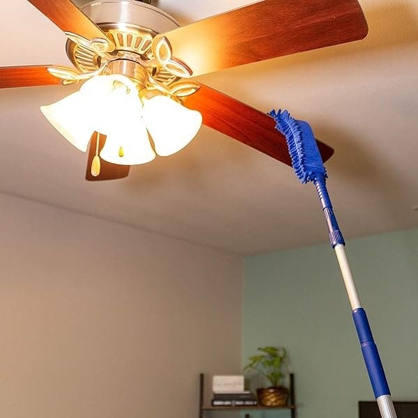 Blue Extension Rod Ceiling Duster with 5.5m - 6.1m Reach 3-Stage Aluminium Telescoping Pole - Cathedral, Cobweb, Microfiber, Ceilings Fan Duster Includes 2 Hand Dusting Kit - Image 5