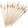 Blue Top 100 palillos ovalados de madera con perla para bebidas y alimentos, 10 cm, palillos de dientes decorativos de cóctel, palillos de madera para alimentos, palillos decorativos de bambú para fiestas, bar, eventos de hotel