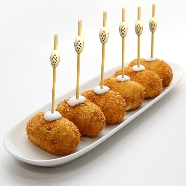 Blue Top 100 palillos ovalados de madera con perla para bebidas y alimentos, 10 cm, palillos de dientes decorativos de cóctel, palillos de madera para alimentos, palillos decorativos de bambú para fiestas, bar, eventos de hotel - Image 7