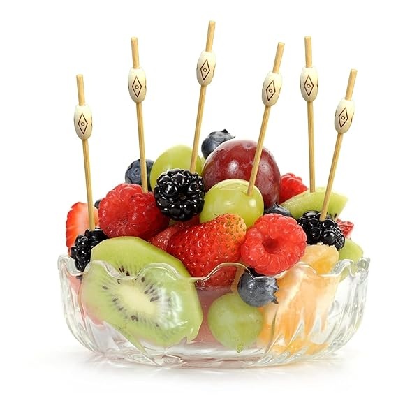 Blue Top 100 palillos ovalados de madera con perla para bebidas y alimentos, 10 cm, palillos de dientes decorativos de cóctel, palillos de madera para alimentos, palillos decorativos de bambú para fiestas, bar, eventos de hotel - Image 8