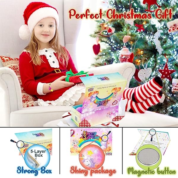 Bombas de baño de regalo para niñas con pulseras en el interior Plus caja de joyería para niños – Todo natural con manteca de karité hidratante para la piel. Suave y seguro para niños con pulseras sorpresa - Image 4