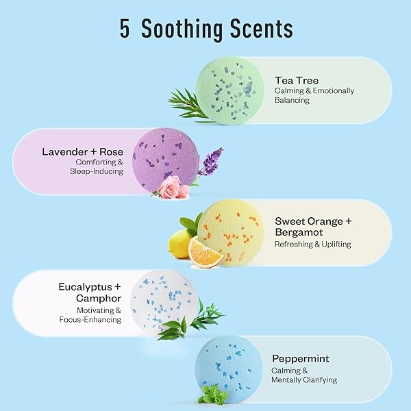 Bombas de baño para aromaterapia, regalo para mujeres, paquete de 16 tabletas con aceites esenciales puros, 5 aromas sensuales dulces, set de regalo ideal para aliviar el estrés, relajación, disfrutar del spa en casa, cumpleaños, vacaciones - Image 5