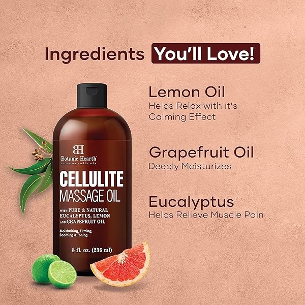Botanic Hearth Cellulite Massage Oil, Unique Blend of Massage Essential Oils - Improves Skin Firmness, More Effective Than Cellulite Cream, 8 fl oz - Image 3