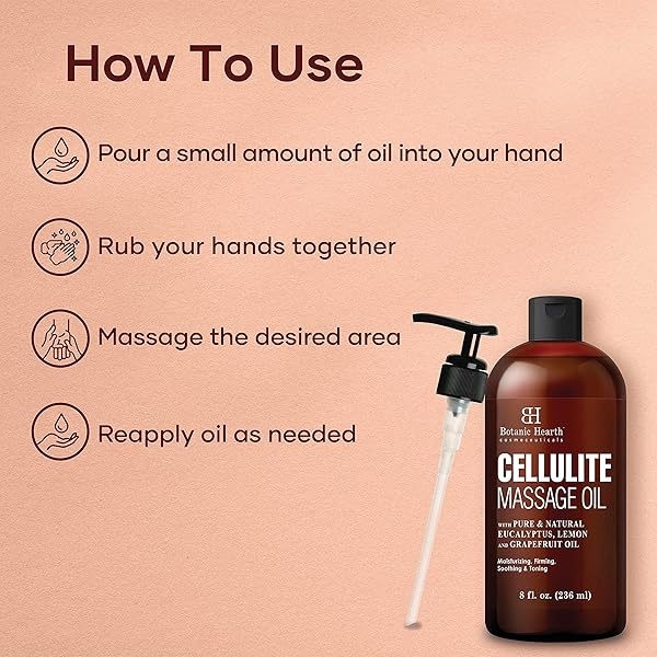 Botanic Hearth Cellulite Massage Oil, Unique Blend of Massage Essential Oils - Improves Skin Firmness, More Effective Than Cellulite Cream, 8 fl oz - Image 5