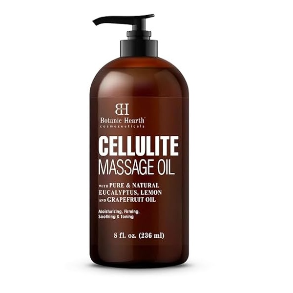 Botanic Hearth Cellulite Massage Oil, Unique Blend of Massage Essential Oils - Improves Skin Firmness, More Effective Than Cellulite Cream, 8 fl oz