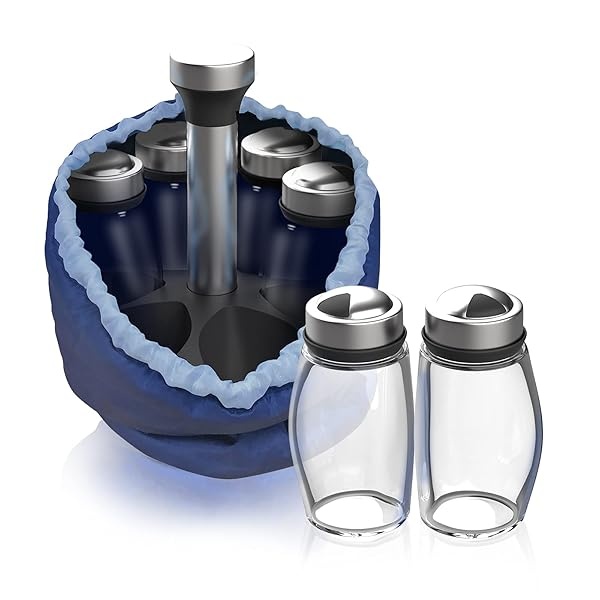 Botellas de vidrio portátiles para tarros de especias giratorias, juego de 6 piezas con tapas giratorias y bolsa de viaje, tarros de especias, salero y pimienta, dispensador de condimentos de hierbas secas | camping, senderismo, barbacoa, caravana - Image 3