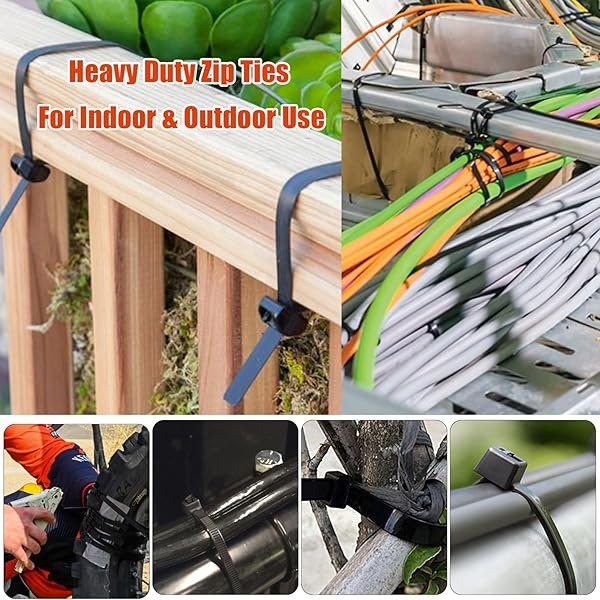 Bridas con cremallera de 88,9 cm, resistentes, 90,7 kg, paquete de 30 bridas de cable grandes, color negro, cremalleras industriales para valla de jardinería, uso en exteriores e interiores - Image 5
