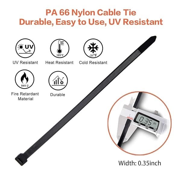 Bridas con cremallera de 88,9 cm, resistentes, 90,7 kg, paquete de 30 bridas de cable grandes, color negro, cremalleras industriales para valla de jardinería, uso en exteriores e interiores - Image 8