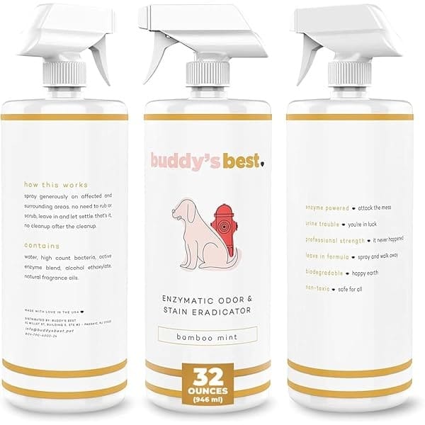 Buda 's Best Enzymatic Eliminador de olores y Manchas, Menta de bambú, Limpiador enzimático y Desodorante para Mascotas, 32 FL oz Seguro en Todas Las Superficies - Image 8