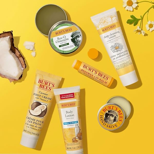 Burt's Bees Timeless Minis Kit With Coconut Foot Cream, Milk & Honey Body Lotion, Soap Bark & Chamomile Deep Cleansing Cream, Res-q Ointment, Hand Salve and Beeswax Lip Balm - Image 4