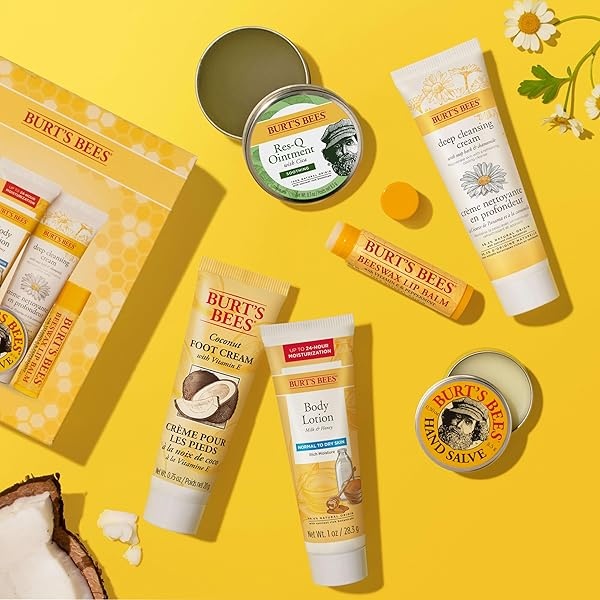 Burt's Bees Timeless Minis Kit With Coconut Foot Cream, Milk & Honey Body Lotion, Soap Bark & Chamomile Deep Cleansing Cream, Res-q Ointment, Hand Salve and Beeswax Lip Balm - Image 8