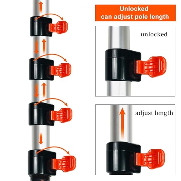 Buyplus Barra de extensión telescópica de 5 a 12 pies, poste telescópico multiusos para limpiar canalones de ventanas y luces colgantes, poste de rodillo de pintura, poste de plumero de plumas - Image 5