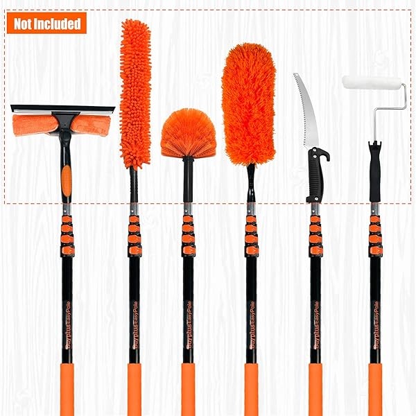 Buyplus Barra de extensión telescópica de 5 a 12 pies, poste telescópico multiusos para limpiar canalones de ventanas y luces colgantes, poste de rodillo de pintura, poste de plumero de plumas - Image 6