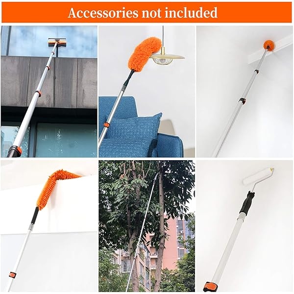 Buyplus Barra de extensión telescópica de 5 a 12 pies, poste telescópico multiusos para limpiar canalones de ventanas y luces colgantes, poste de rodillo de pintura, poste de plumero de plumas - Image 7