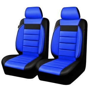 CAR PASS - Fundas de piel para asientos delanteros solamente, ajuste universal, interior del automóvil, impermeable, respaldo de espuma 3D, fundas de asiento de coche para camiones, furgonetas y SUV,